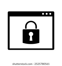 web browser window with padlock, illustration of internet and data security icon vector
