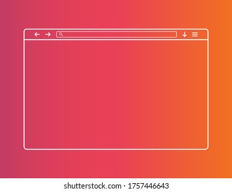 Web browser window. Template of website interface. Social media style of outline browser. Mockup of web window in simple linear design. Search bar with loupe and arrows. Vector EPS 10.