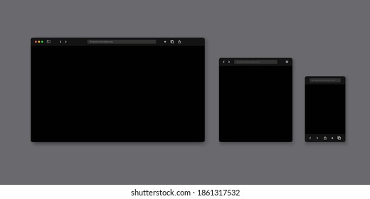 Web browser window template. Website browser different devices. Vector illustration. - Shutterstock ID 1861317532
