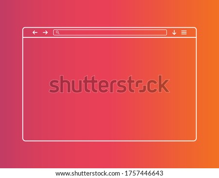 Web browser window. Template of website interface. Social media style of outline browser. Mockup of web window in simple linear design. Search bar with loupe and arrows. Vector EPS 10.