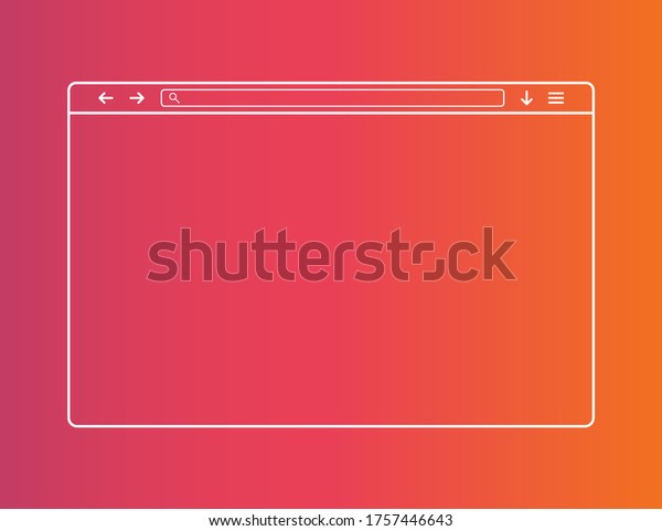 Web\
browser window. Template of website interface. Social media style\
of outline browser. Mockup of web window in simple linear design.\
Search bar with loupe and arrows. Vector EPS\
10.