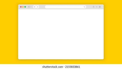 Web browser window white template. Realistic blank browser window with toolbar and shadow. Sample frame design Internet page mockup. PC, laptop, tablet and smartphone empty web page mockup.