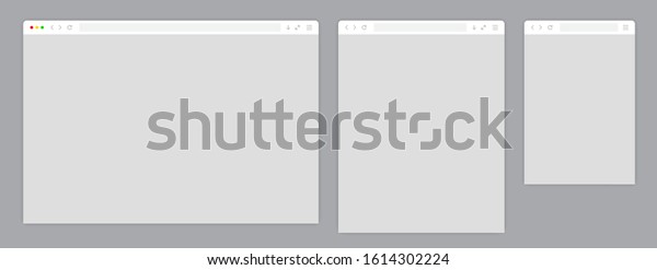 Web browser window white template. Sample\
frame design Internet page mockup. Blank screen web browser in flat\
design. Vector\
illustration