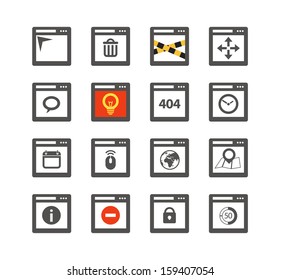 Web browser windows with icons collection