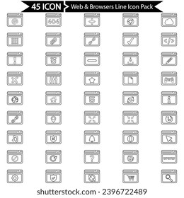 Web- und Browsers-Line-Icon-Pack, Vektorgrafiken