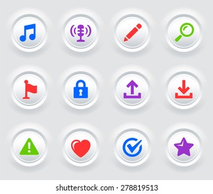 Web Browsing and Downloading on White Bevel Round Buttons