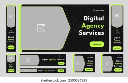 Web bundle banner design for social media post, digital marketing agency web set banner design, editable vector eps 10 file format