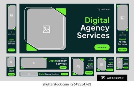 Web bundle banner design for social media post, digital marketing agency web set banner design, fully customizable vector eps 10 file format