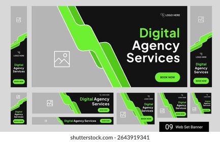 Web bundle banner design for social media post, digital marketing agency web set banner design, fully customizable vector eps 10 file format