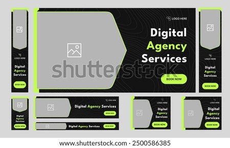 Web bundle banner design for social media post, digital marketing agency web set banner design, editable vector eps 10 file format
