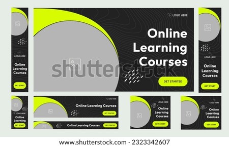 Web bundle banner template design for social media posts, learning platform web vector banner design, fully customizable vector eps file format