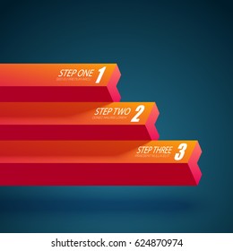 Web business abstract template with horizontal straight columns and three options isolated vector illustration