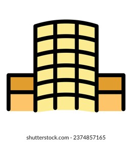 Web business building icon outline vector. Modern mall. Centre retail color flat