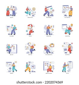 Ilustraciones planas de web y negocios 

