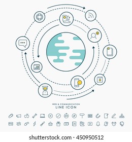 web and business line icon infographic vector