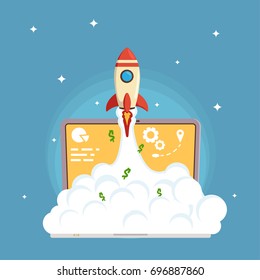 Web business start up launch in flat style