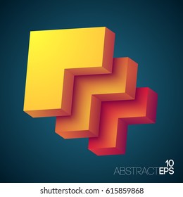 Web business template with orange light abstract shapes on blue background isolated vector illustration