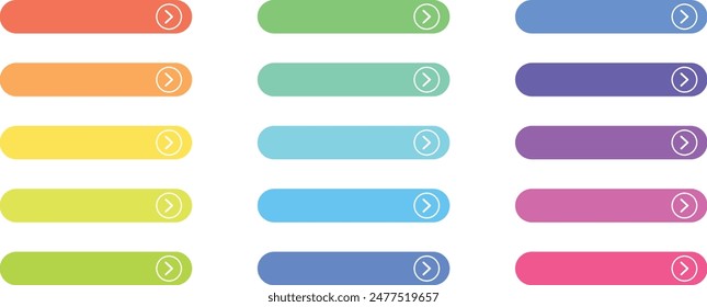 Web button with action of arrow pointer. Click here, UI button concept. Flat Web Buttons Set Vector Isolated Material Design. elements with navigation, buttons, Vector