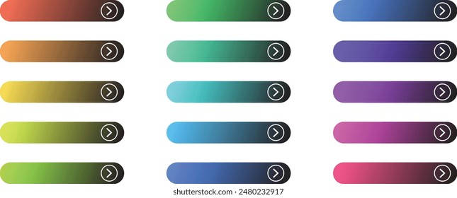 Web button with action of arrow pointer. Click here, UI button concept. Flat Web Buttons Set Vector Isolated Material Design. elements with navigation, buttons, Vector