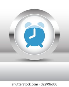 Web button with Alarm Clock illustration on abstract table