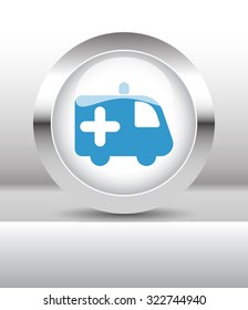 Web button with Ambulance illustration on abstract table
