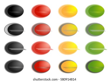 Web button badges, set of glossy vector icons for sport equipment web-page, multicolored menu symbols, sport navigation for shop online, www oval push buttons, sport website stuff, media collection.