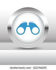 Web button with Binoculars illustration on abstract table
