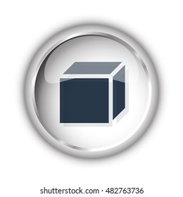 Web button with black 3D Box icon on white background
