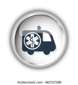 Web button with black Ambulance icon on white background