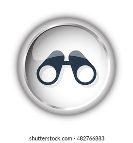 Web button with black Binoculars icon on white background