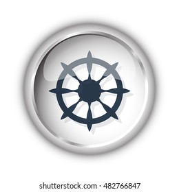 Web button with black Boat Wheel icon on white background