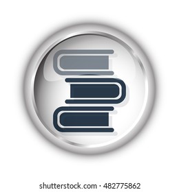 Web button with black Books icon on white background
