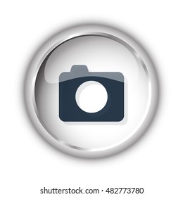 Web button with black Camera icon on white background
