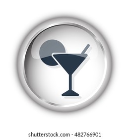 Web button with black Cocktail icon on white background