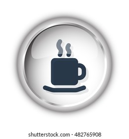 Web button with black Coffee icon on white background