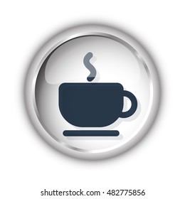 Web button with black Coffee icon on white background