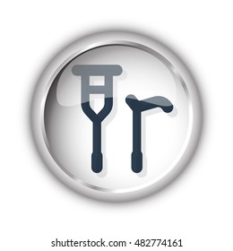 Web button with black Crutch Cane icon on white background