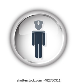 Web button with black Doctor icon on white background