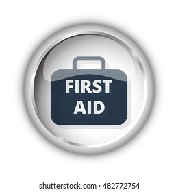 Web button with black First Aid Kit icon on white background