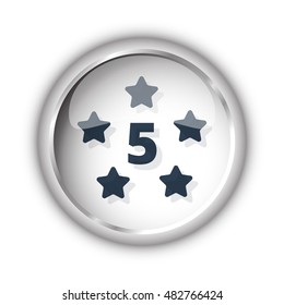 Web button with black Five Star icon on white background