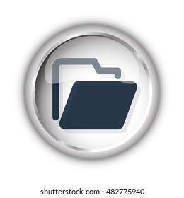 Web button with black Folder icon on white background