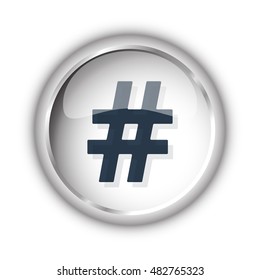 Web button with black Hashtag icon on white background