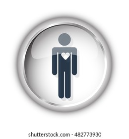 Web button with black Heart icon on white background