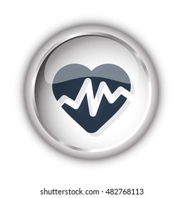 Web button with black Heart Rate Pulse icon on white background