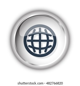 Web button with black International icon on white background