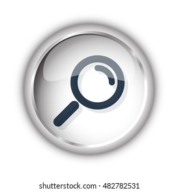 Web button with black Magnifying Glass icon on white background