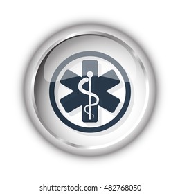 Web button with black Medical  icon on white background