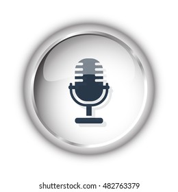Web button with black Microphone icon on white background