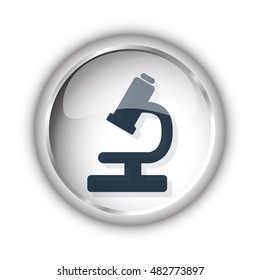 Web button with black Microscope icon on white background