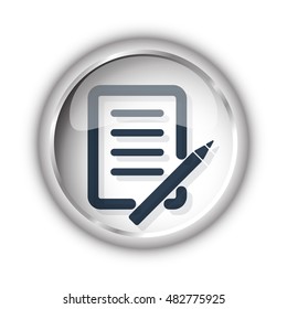 Web button with black Pen And Paper icon on white background